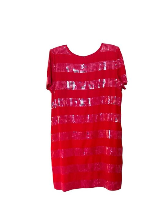 Liz Claiborne Dresses & Skirts - Red Sequin Women's Dress Sz 14 Petite Liz Claiborne Holiday Short Sleeve Sheath